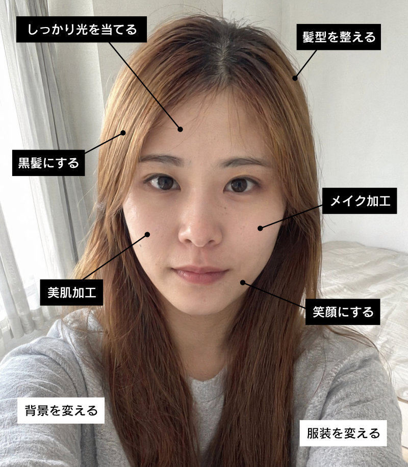 証明写真のビフォーアフター